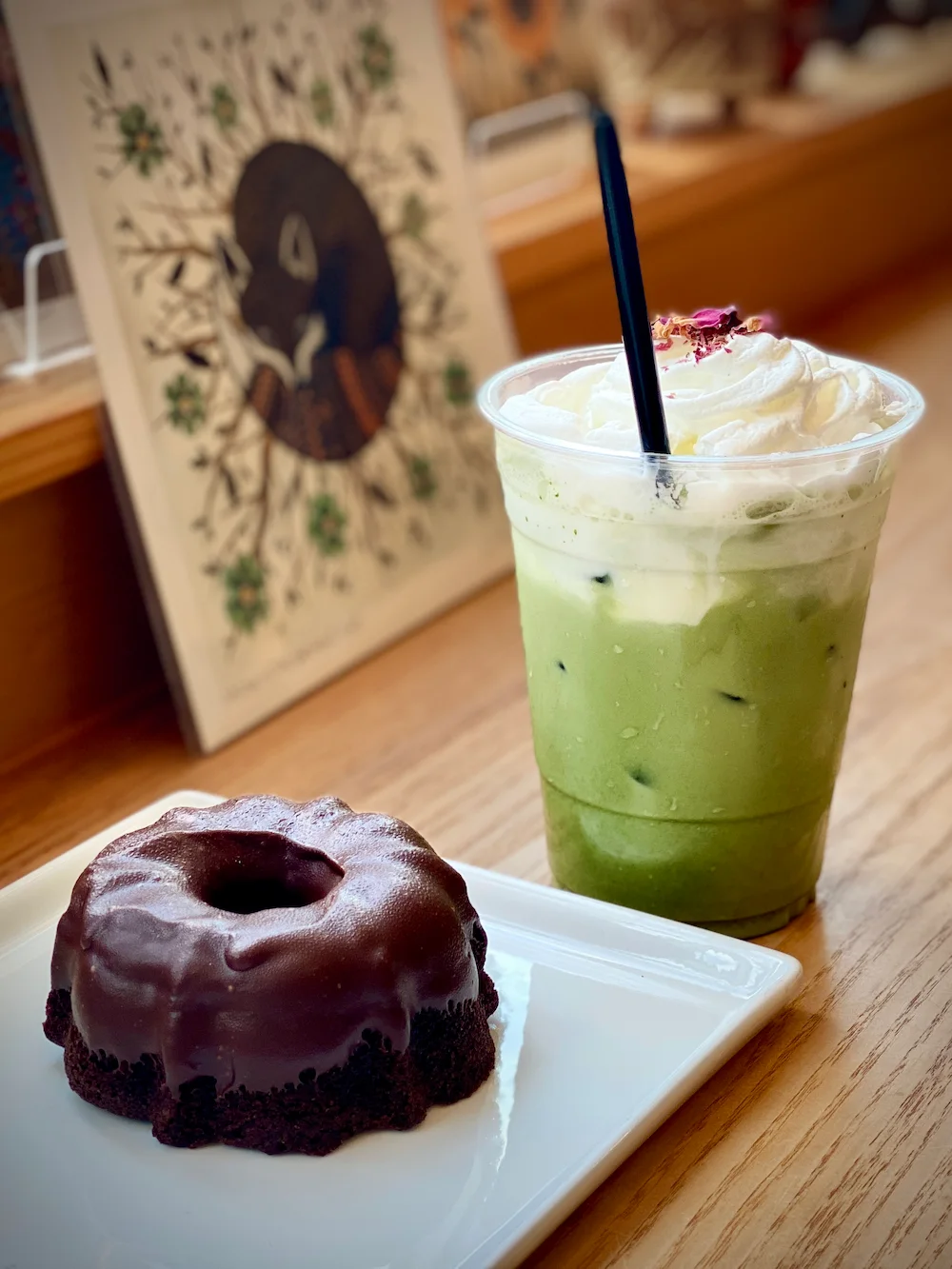 Donut and iced drink